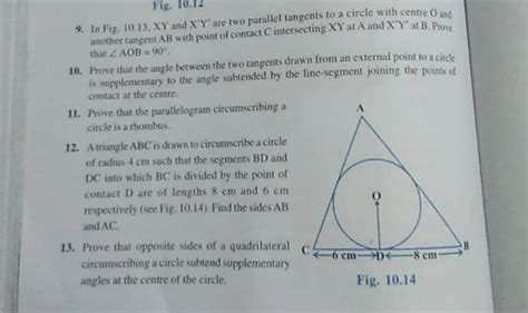 In Fig Xy And Xy Are Two Parallel Tangents To A Circle With