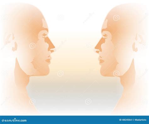 Face To Face Male Twin Profiles Stock Illustration Illustration Of