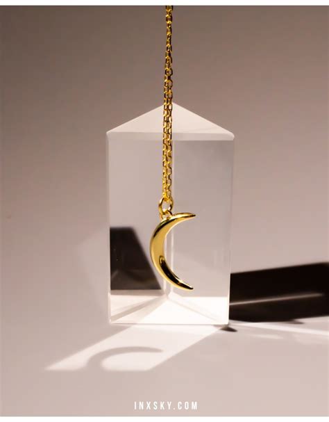 K Gold Vermeil Crescent Moon Pendant Necklace Inxsky