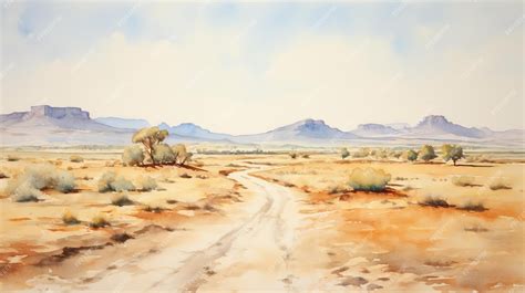 Premium Photo Desert Dirt Road Painting In The Style Of Carolyn Blish