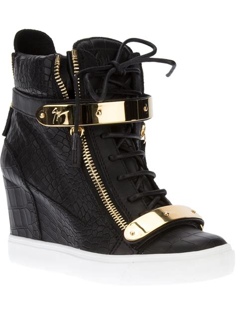 Giuseppe Zanotti Wedge Heel Hi-top Sneakers in Black | Lyst