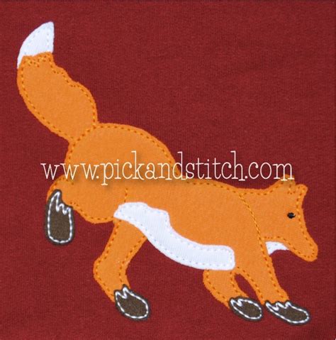 Fox Bean Stitch Applique Design Animal Embroidery Designs Embroidery