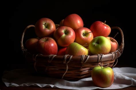 Hermosa Foto De Bodeg N De Cesta Con Manzanas Foto Premium