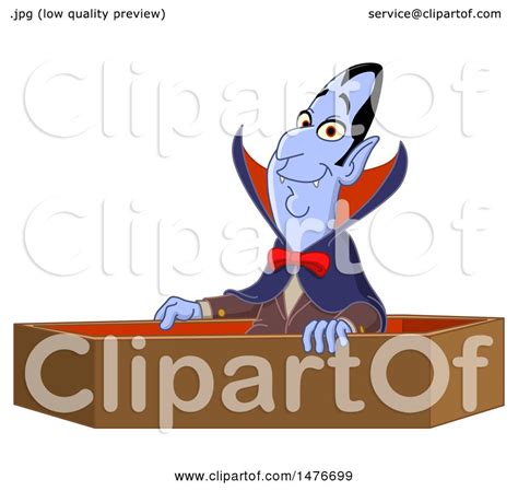 Clipart Of A Vampire Rising From His Coffin Royalty Free Vector