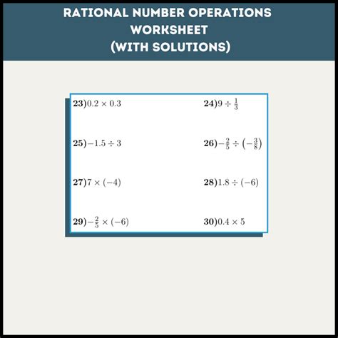 Rational Number Operations Worksheet With Solutions Worksheets Library