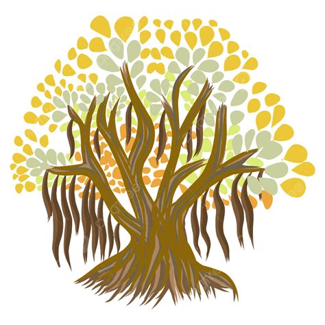 Ilustración De Un Gran árbol De Higuera Vector Png árbol Hojas Higuera De Bengala Png Y