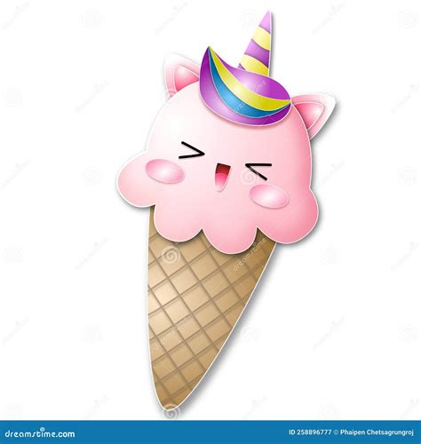 Unicorn Ice Cream Cone Vector with Paper-cut Technique on a Transparent ...