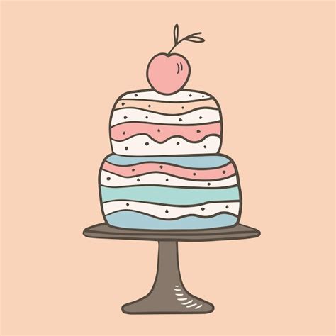 Premium Vector Cake Icon Vector Illustration In Doodle Style