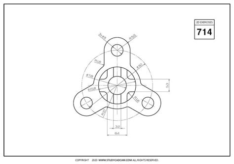 STUDYCADCAM 2D CAD 연습 714 PDF Payhip in 2024 Autocad drawing