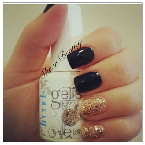 Gelish Deep Sea With All That Glitters Is Gold Blue Nail Designs