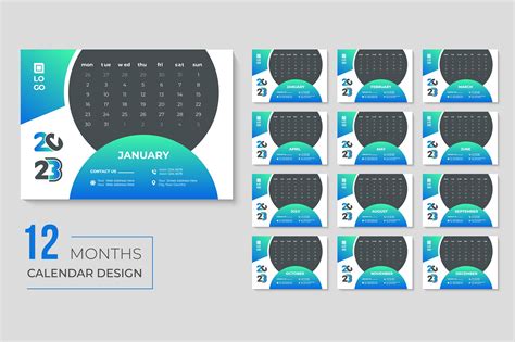 2023 Monthly Printable Desk Calendar Pro Graphic by Creative Saidul ...