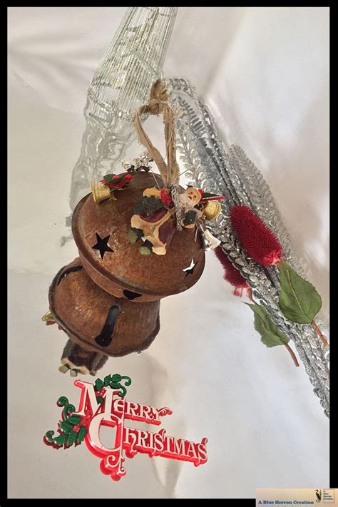 Vintage Rusty Jingle Bell Rustic Santa Bell Xlarge Bell Ornament With