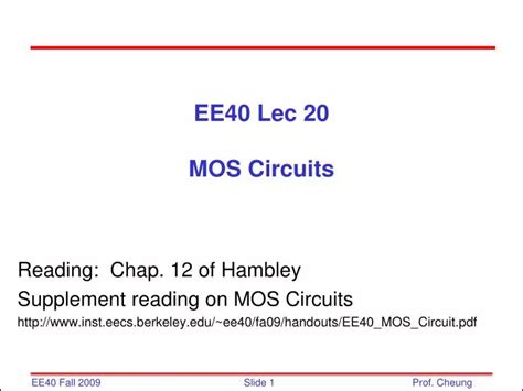 Ppt Ee40 Lec 20 Mos Circuits Powerpoint Presentation Free Download