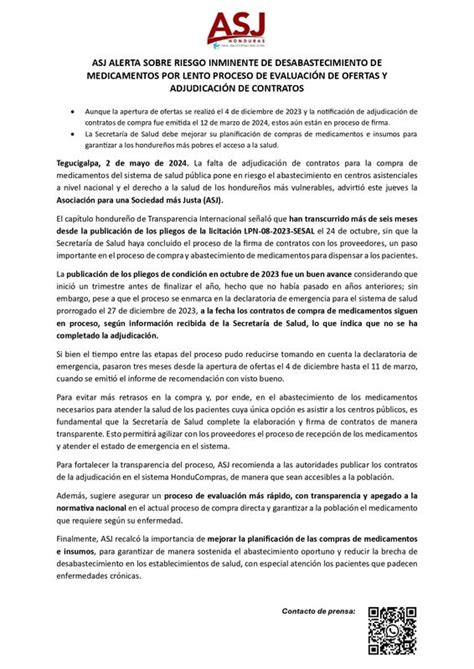 ASJ Falta de adjudicación de contratos pone en riesgo el