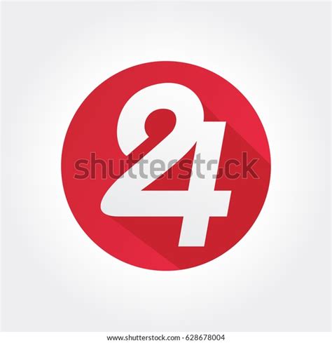 Red Number 24 On White Background Stock Vector Royalty Free 628678004