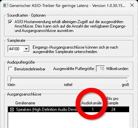Generischer Asio Treiber Für Geringe Latenz Wiedergabe Nur In Mono Oder Auf Dem Linken Kanal