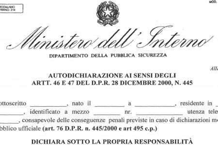 Modello Autocertificazione Fac Simile In Pdf Viaggiare E Spostarsi