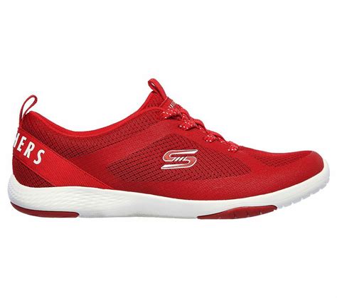 Skechers Red Shoes Memory Foam Women Slip On Comfort Casual Sport