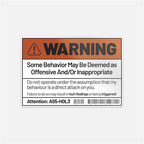 Warning Offensive Behaviour Sticker Vinyl Bumper Laptop