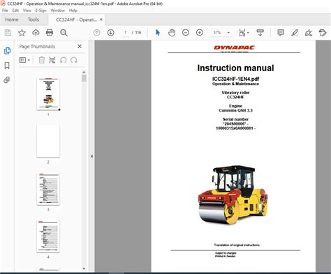 Dynapac Vibratory Roller Cc Hf Operating Maintenance Instruction