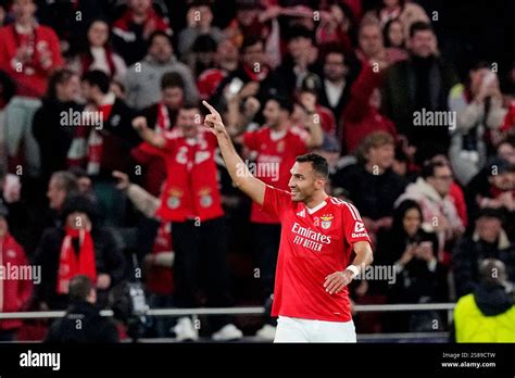 Benfica S Vangelis Pavlidis Celebrates His Side S Third Goal During A