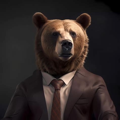 Un Oso Con Traje Y Corbata Est Parado Frente A Un Fondo Oscuro Foto