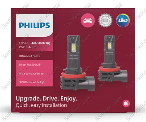 2x Ampoules LED H9 PHILIPS Ultinon Access LED 6000K Plug And Play