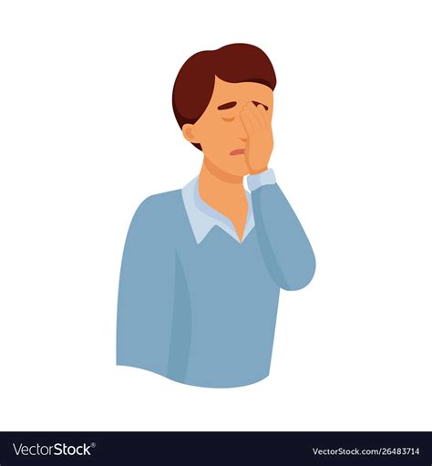 Sad Man Office Worker Cover His Face Royalty Free Vector