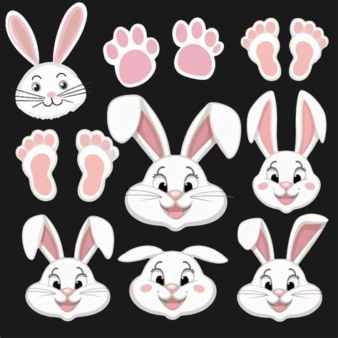 Premium Vector Cute Bunny Elements Cliparts Vector Set