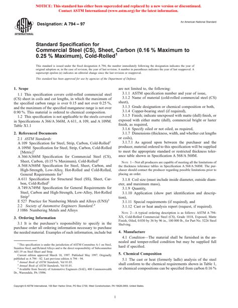 Astm A Standard Specification For Commercial Steel Cs Sheet