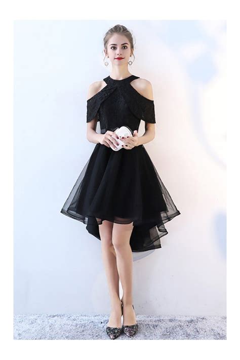 Black Tulle Homecoming Prom Dress With Lace Sleeves 65 86 Mxl86007