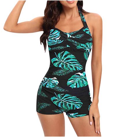 Jamicy One Piece Swimsuit For Women Hot Spring Wear Women S Retro Halter Bathing Suits Vintage