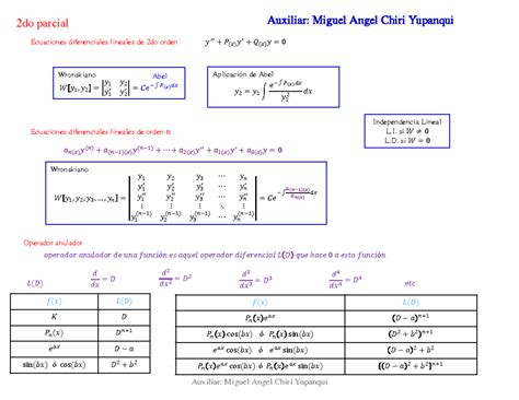 Formulario 2P Mat Ecuaciones Diferenciales Lineales De 2do Orden