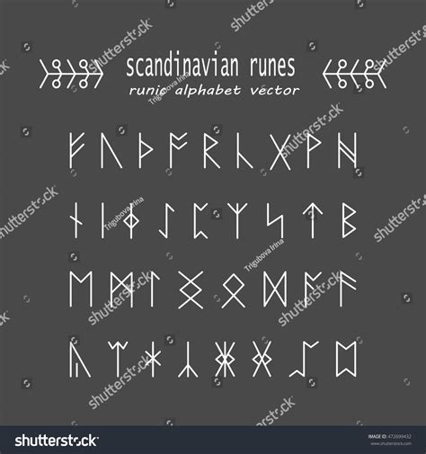 Set Old Norse Scandinavian Runes Rune Stock Vector Royalty Free