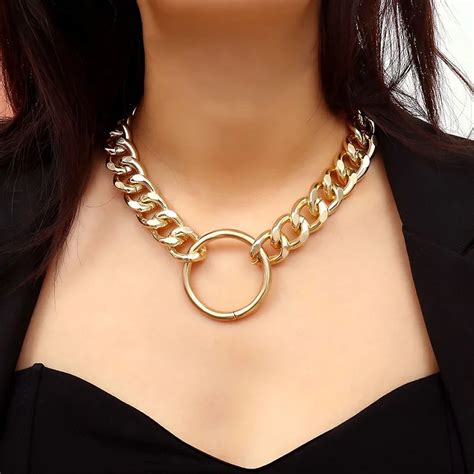 Punk Vintage Heavy Metal Thick Chain Choker Necklace Women Geometric