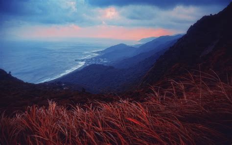 Wallpaper Sinar Matahari Pemandangan Matahari Terbenam Laut Bukit