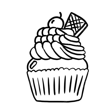 Cupcake Garabato Blanco Y Negro Png Garabato De La Magdalena