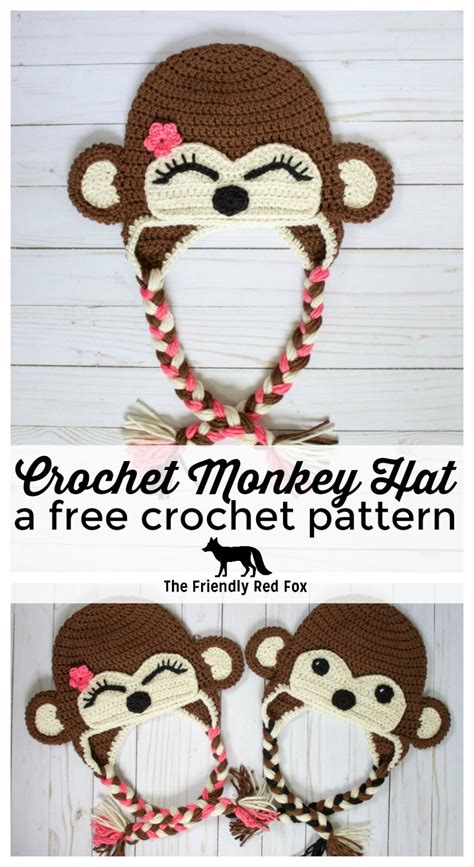 Free Crochet Monkey Hat Pattern - thefriendlyredfox.com