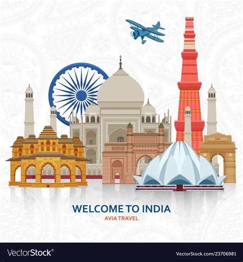 Travel in india concept indian most famous sights Vector Image