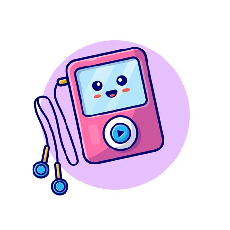 Cute Music Player With Earphone Cartoon Vector Icon Illustration ...