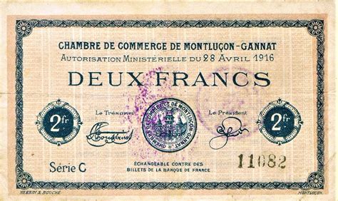 Francs Chambre De Commerce De Montlu On Gannat Comunas De