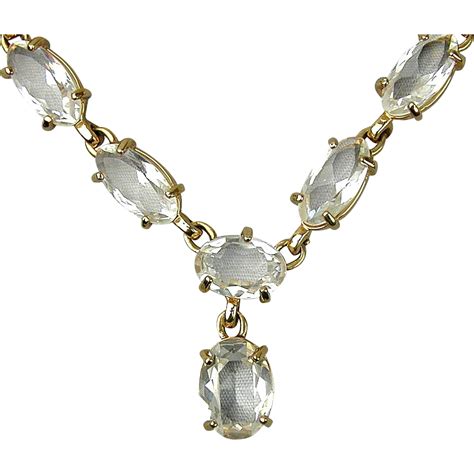 Vintage Swarovski Crystal Rocks Necklace In Gold Plate Sold On Ruby Lane