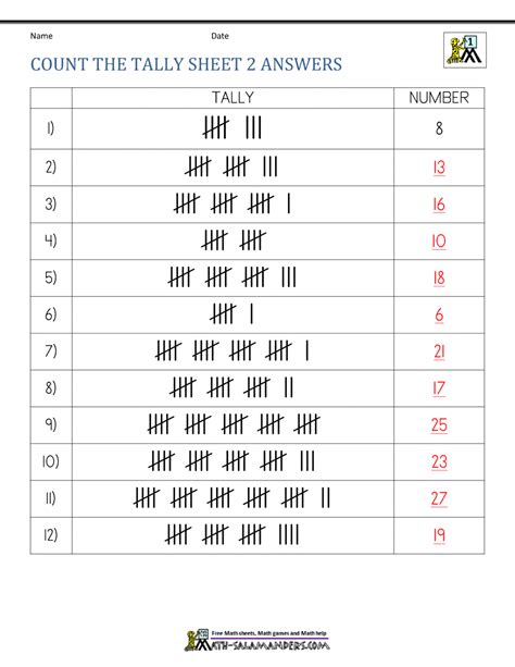 Tally Chart Worksheets