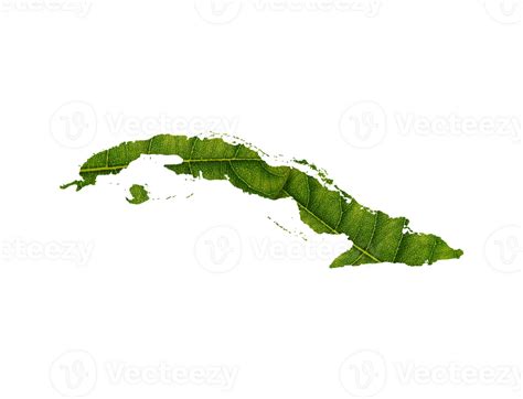 Cuba Map Made Of Green Leaves Ecology Concept Png