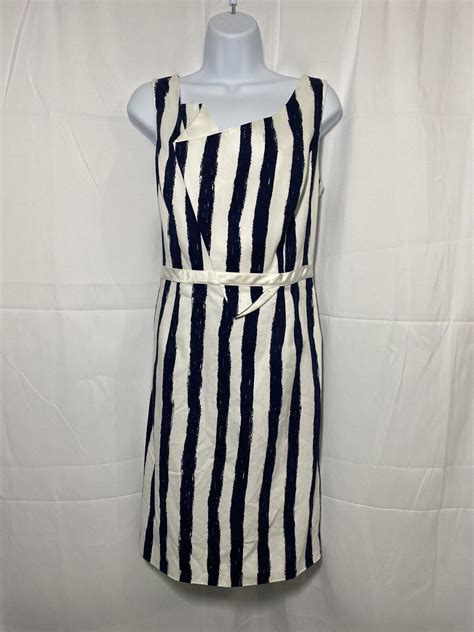 Tahari Arthur S Levine Dress Blue White Stripes Siz Gem