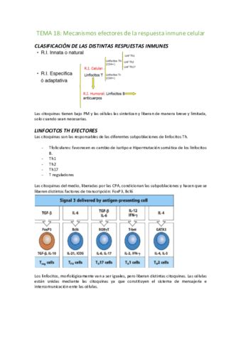 Tema Mecanismos Efectores De La Respuesta Inmune Celular Pdf