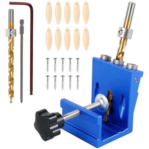 Pocket Hole Jig Kit 3 Hole Pocket Screw Jig Drill Guide 15° Angled