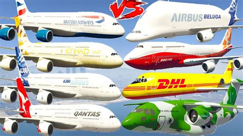 GTA V Best Every Airplanes VS Airbus A380 800 Airplanes Extreme Longer