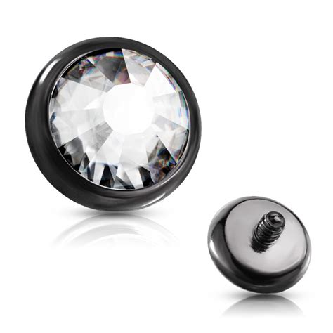 Microdermal Disque Noir Cristal Rond Mm