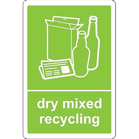 Mixed Recycling bin Sign/Sticker - Self Adhesive Vinyl 150mm x 100mm ...